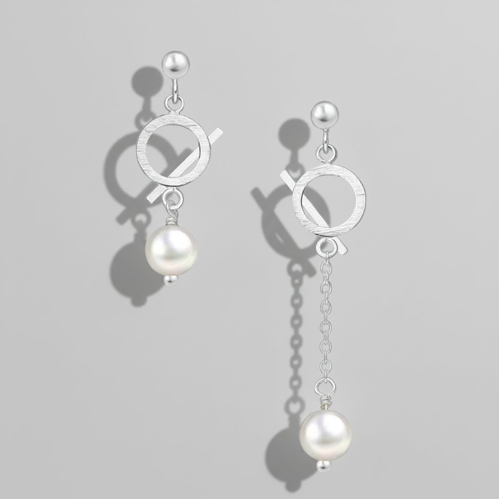Earrings Air Asymmetrical - Gold Plated Modern Design