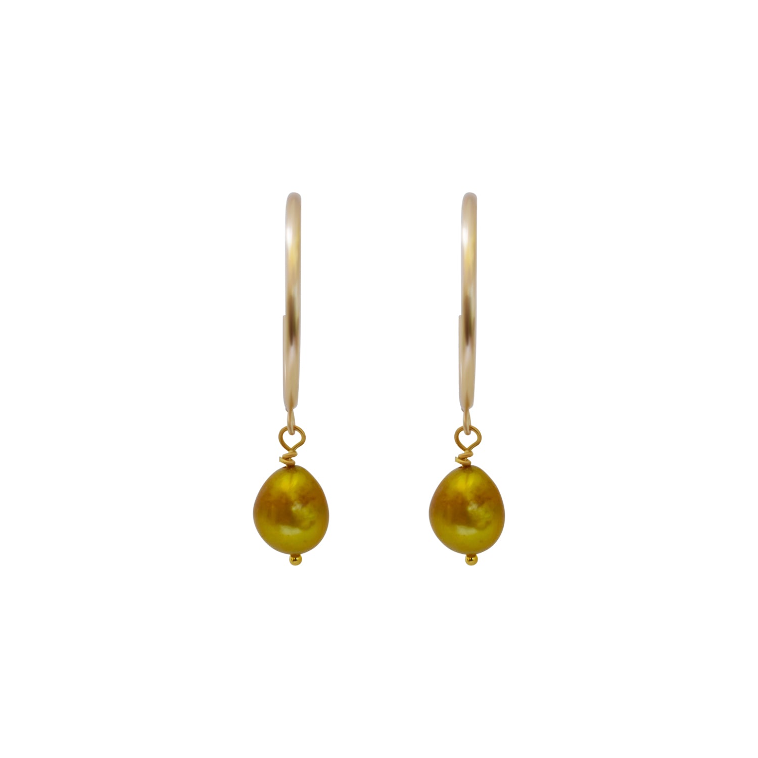 Gold freshwater pearl hoop earrings | by Ifemi Jewels