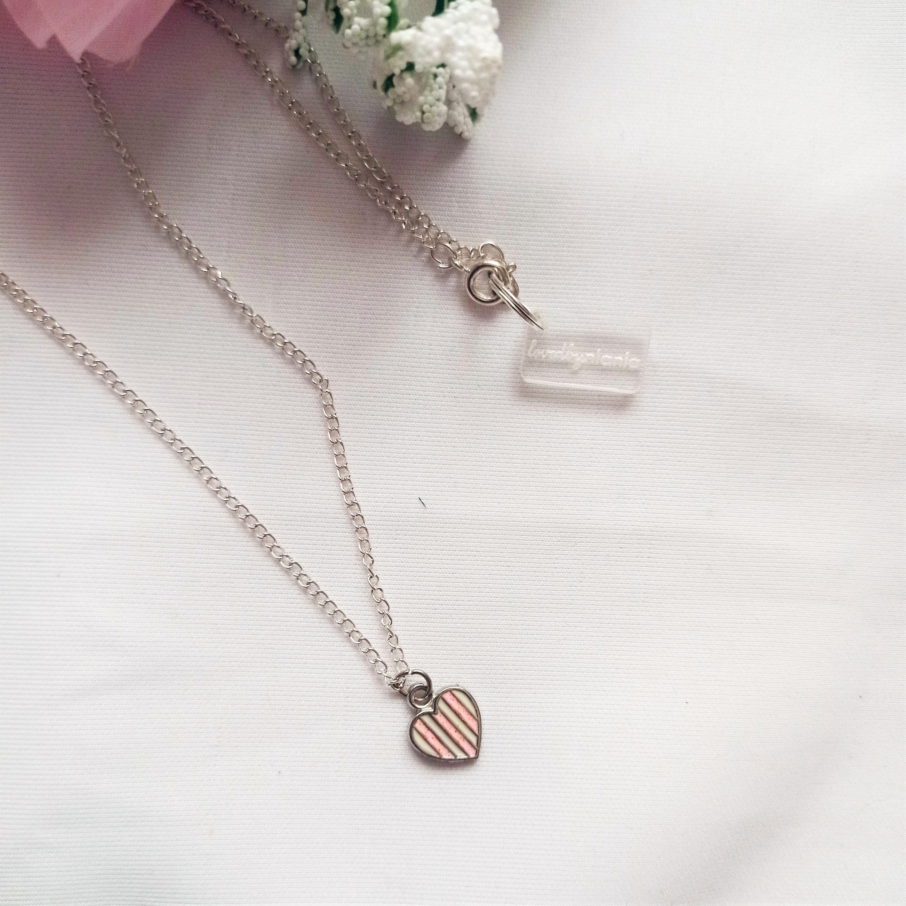 Candy Striped Heart Necklace, Playing Cards inspired Queen of Hearts | by lovedbynlanla