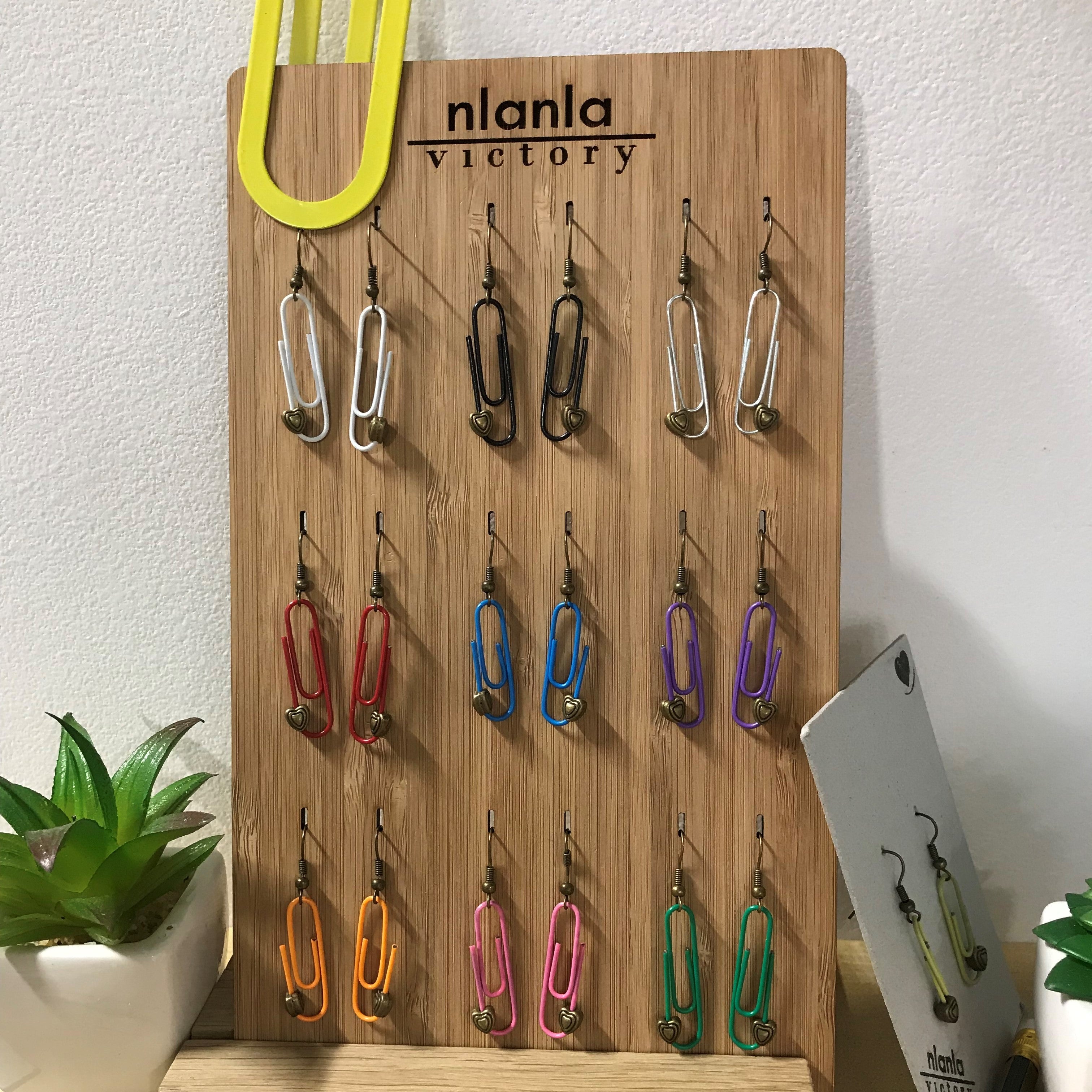 White Personalised Paperclip Earrings | by lovedbynlanla