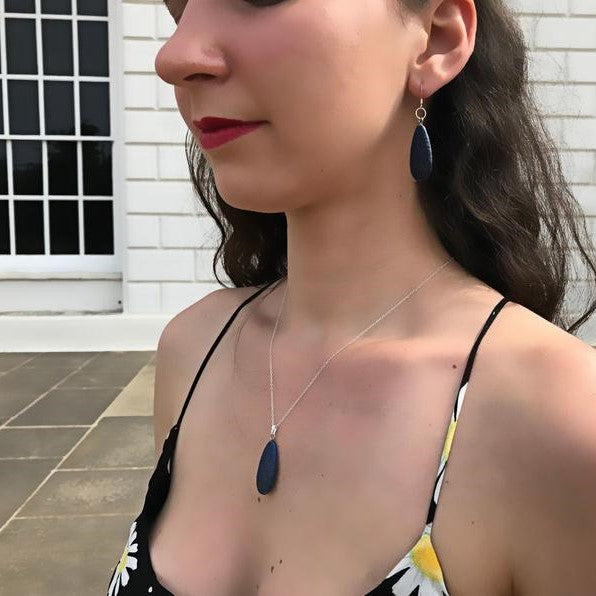 Lapis Lazuli Necklace, Lapis Lazuli Sterling Silver necklace, Lapis Lazuli Teardrop Pendant Necklace | by nlanlaVictory