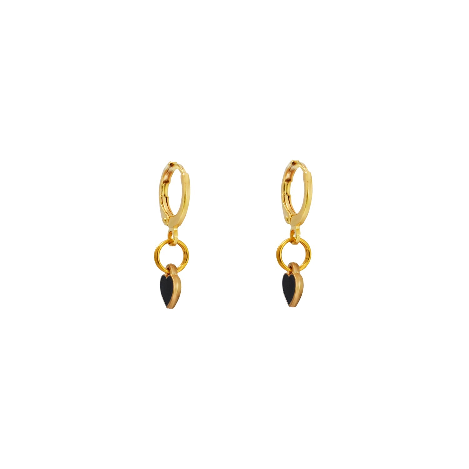 Black heart enamel minimalist huggie earrings | by Ifemi Jewels