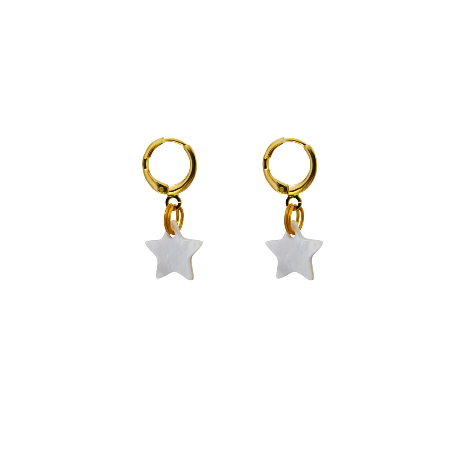 Mother of Pearl Star Huggie Earrings | by Ifemi Jewels